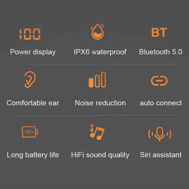 TWS T5 Беспроводная гарнитура Bluetooth V5.0 высококачественные водонепроницаемые