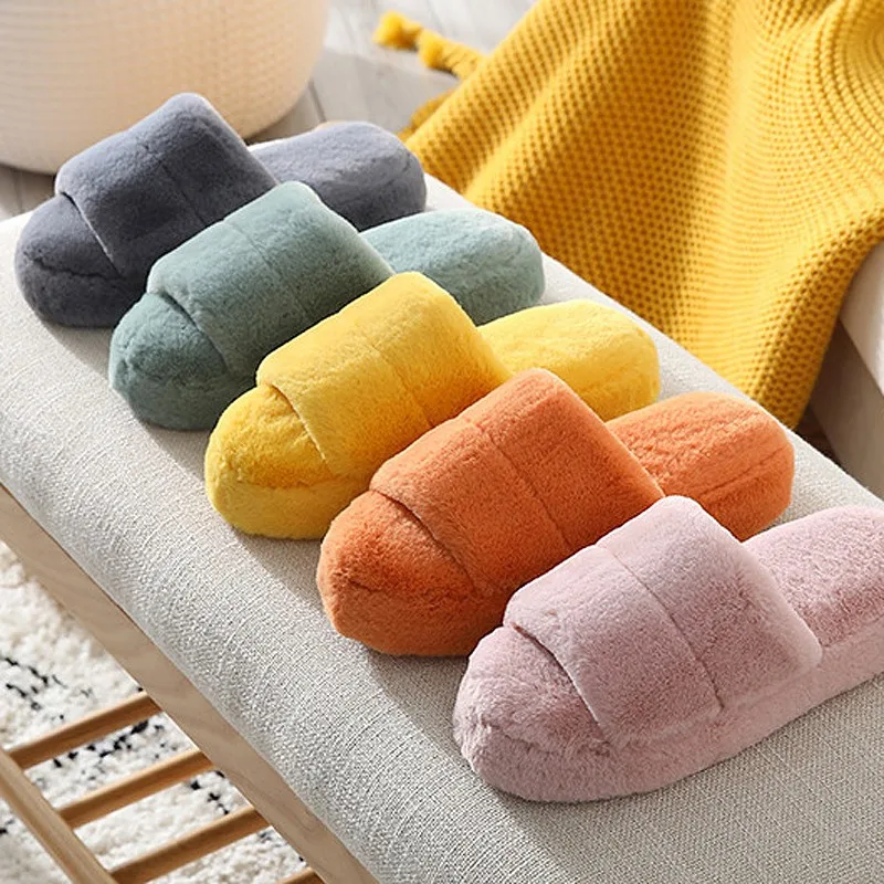 

Women Winter House Slippers Cute Plush High Heels Thick Sole Ladies Girls Indoor Outdoor Bedroom Fur Slides Fluffy Warm Shoes