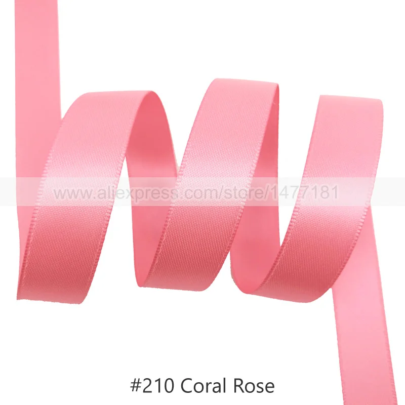 210 Coral Rose 25 Yards) 6 9 16 25 38 50 мм атласная лента Двусторонняя лента высокого качества полиэстер Двусторонняя лента банты изготовление тканей - Цвет: 210 Coral Rose