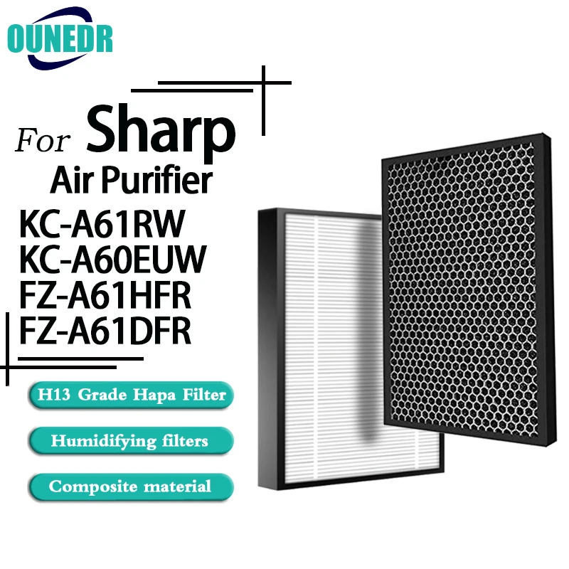Для Sharp FZ-A61HFR FZ-A61DFR Замена Воздухоочистители HEPA и угольный дезодорирующий фильтр для KC-A61RW KC-A60EUW
