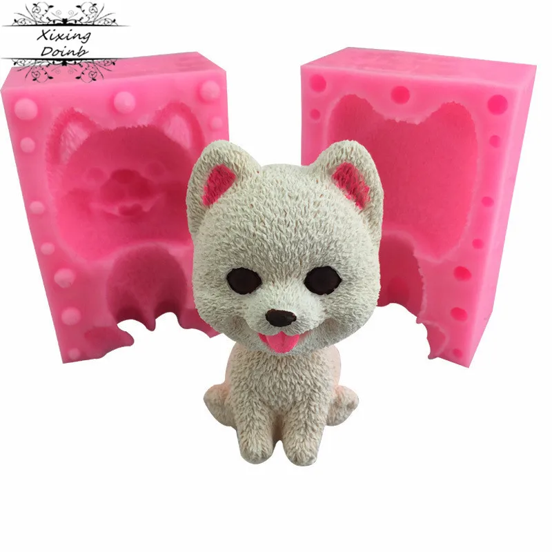 3D в форме милой собаки силиконовая форма для свеч фуда технология шоколада
