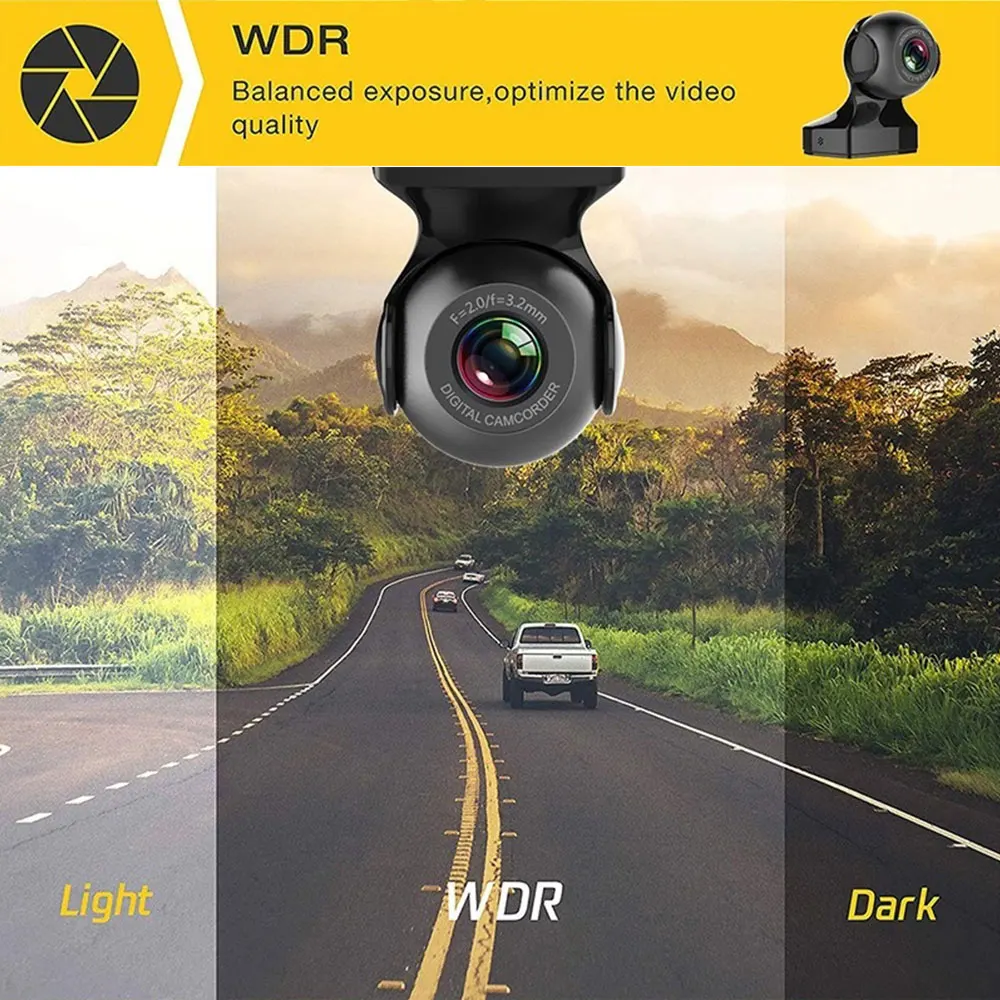

1080P Wifi Phone Connection Dash Cam Portable Loop Recording Driving Recorder Universal Registrator Car DVR Rotating Lens