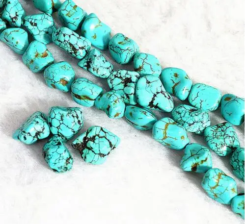 

turquoise stone 11X13mm irregular beads fashion women jewelry 15inch
