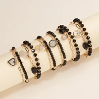 multilayer irregular imitation pearl chunky chain star flower pendant bracelet for women simple crystal beaded charm bracelet