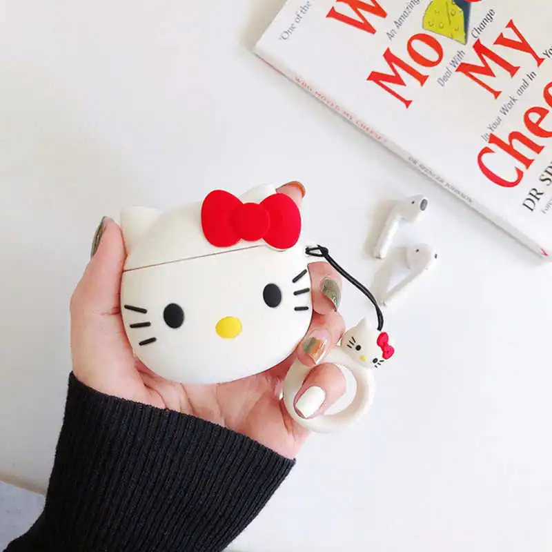 3D чехол с рисунком котенка кота для Apple AirPods 1/2 силиконовый