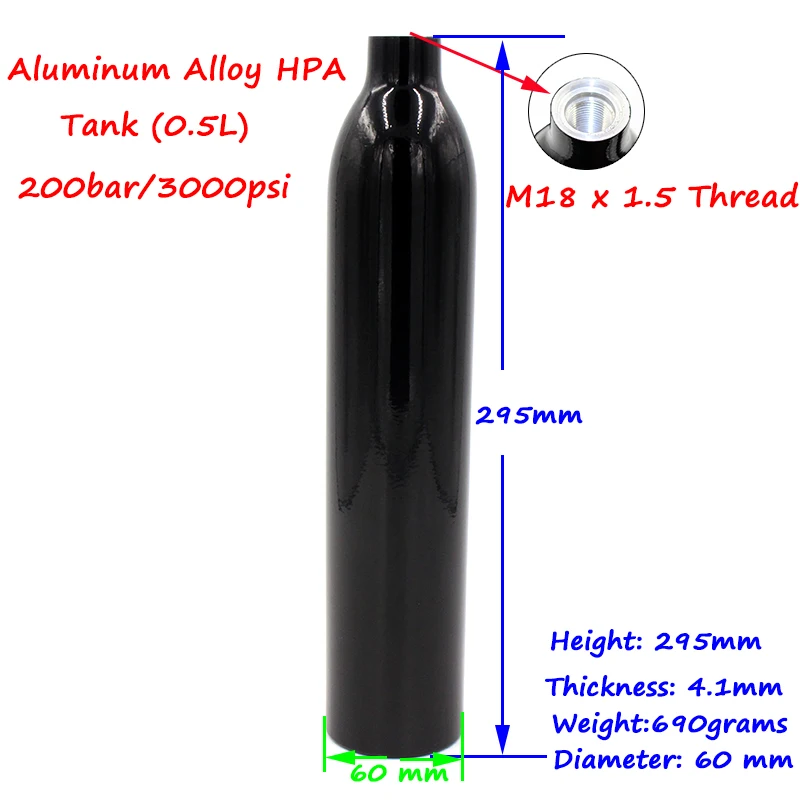 0.5l PCP Пейнтбол высокого давления Воздушный бак 3000psi регулятор 4500psi