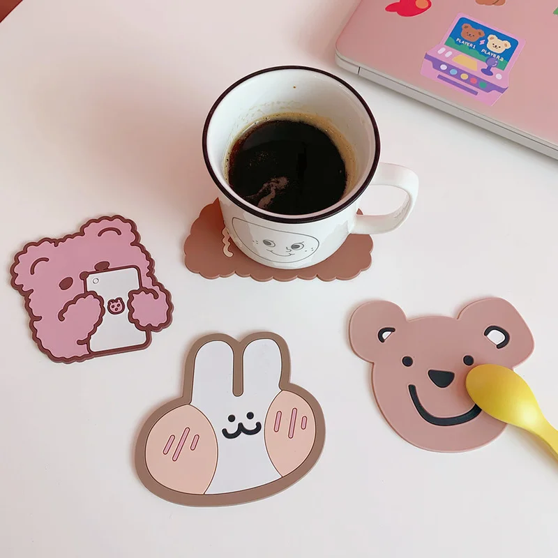 

Cute Waterproof Insulation Anti-slip Coaster Milk Coffee Kitchenware Cartoon Coaster