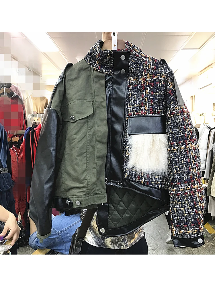 Женская твидовая куртка с карманами и лисьим мехом | одежда