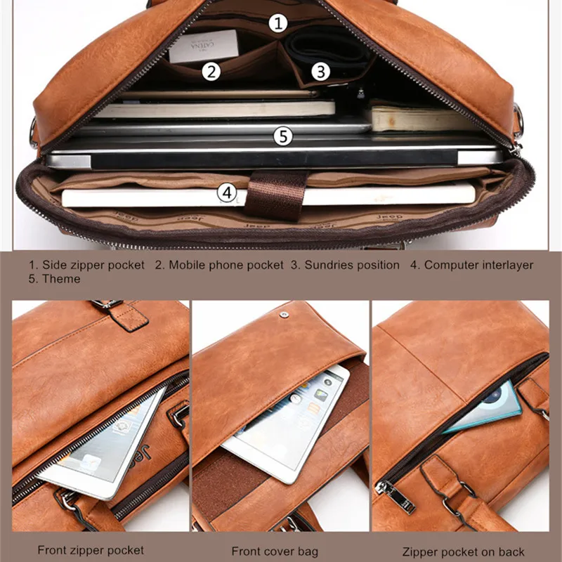 JEEP BULUO Men's Briefcase Bags For 14