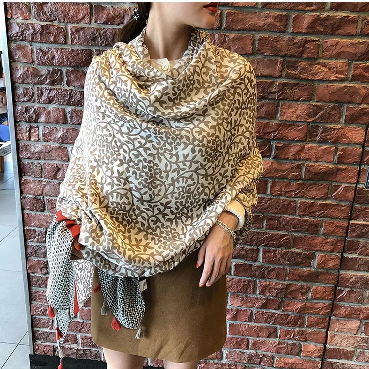 style 37 KYQIAO головной платок, новинка, женский, для девочек, весна, осень, дизайнерский, длинный, богемный, этнический, мягкий, с принтом, шарф, накидка с кисточками, шаль, палантин - Цвет: style 37