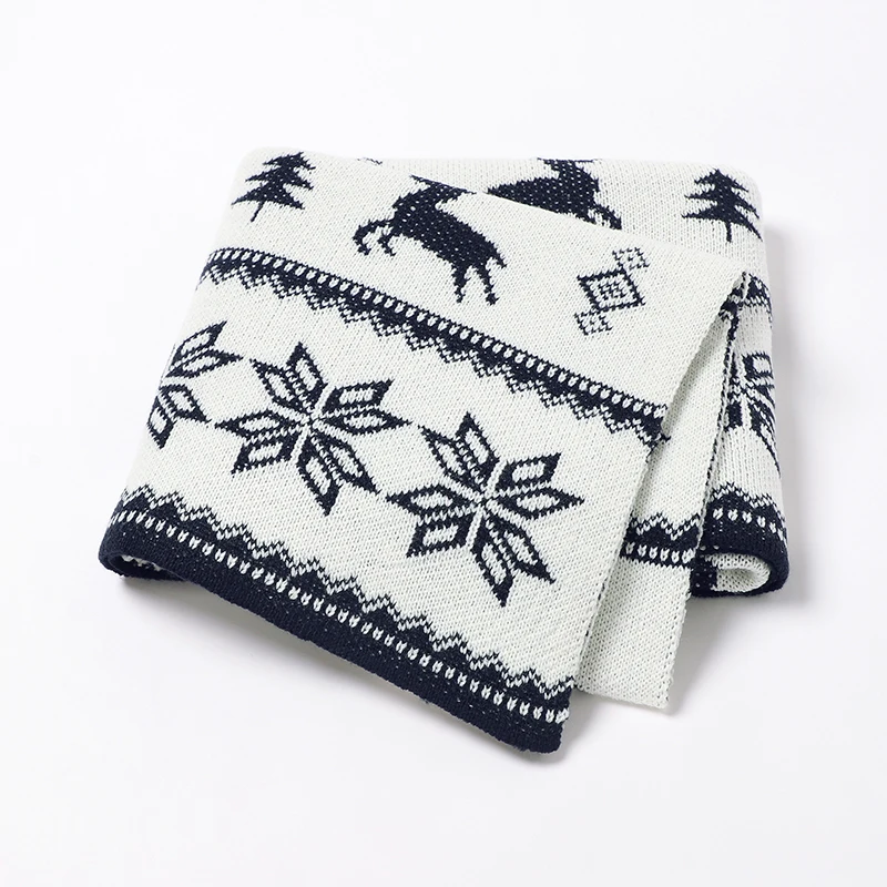 Рождественское детское одеяло милые вязаные пеленки из муслина в клетку для