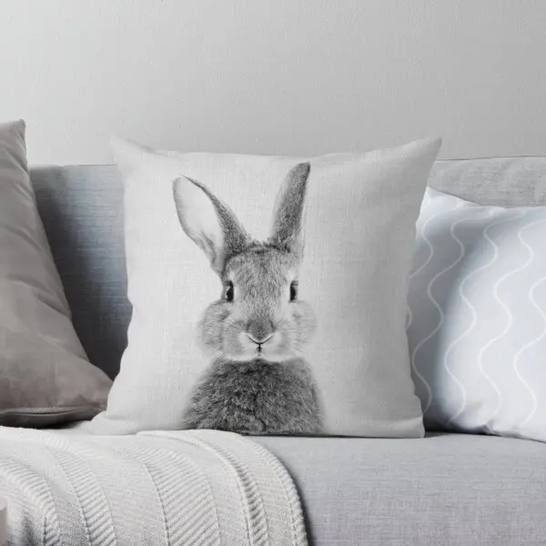 

Rabbit - Black & White Soft Decorative Throw Pillow Cover for Home Pillows NOT Included
