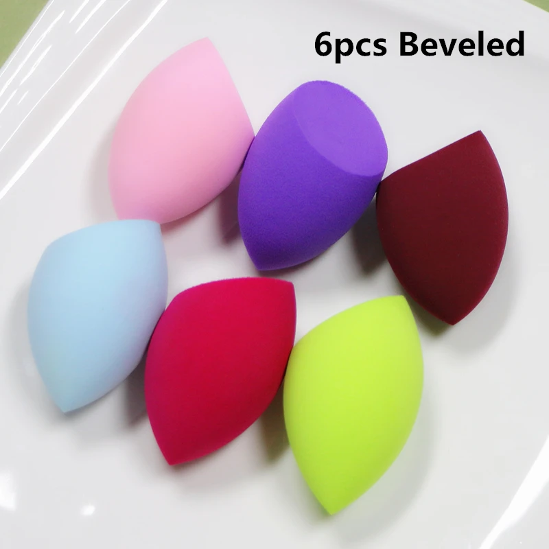 6pcs Beveled Sylyne, 6 шт./лот, большая губка для макияжа, пуховая тыква/капля воды, косметика, макияж, основа, маска, красота, губка, пудра, пуховка - Цвет: 6pcs Beveled