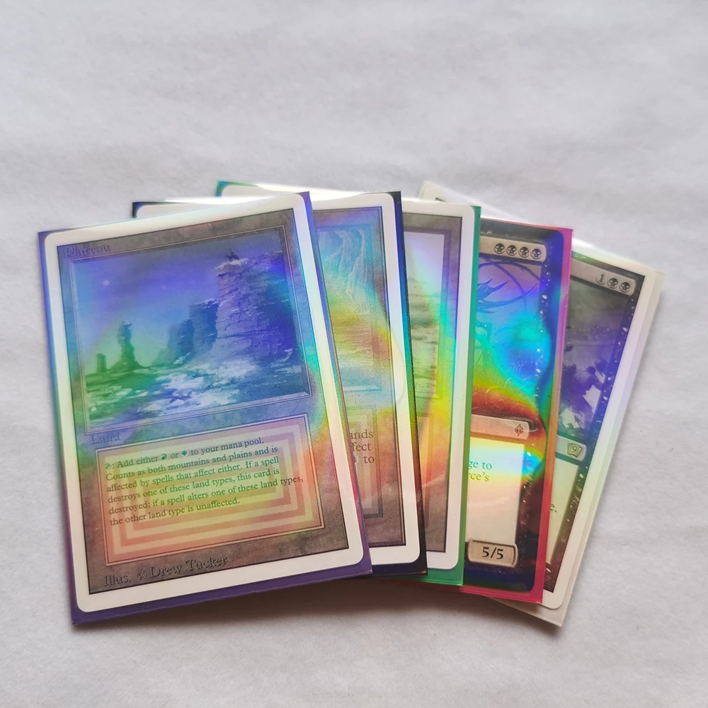 66x91mm100 PCS/LOT Rainbow Cards Sleeves Foil Protector Trading Shield Magic Laser Cover PKM/MGT Holographic Sleeve | Спорт и