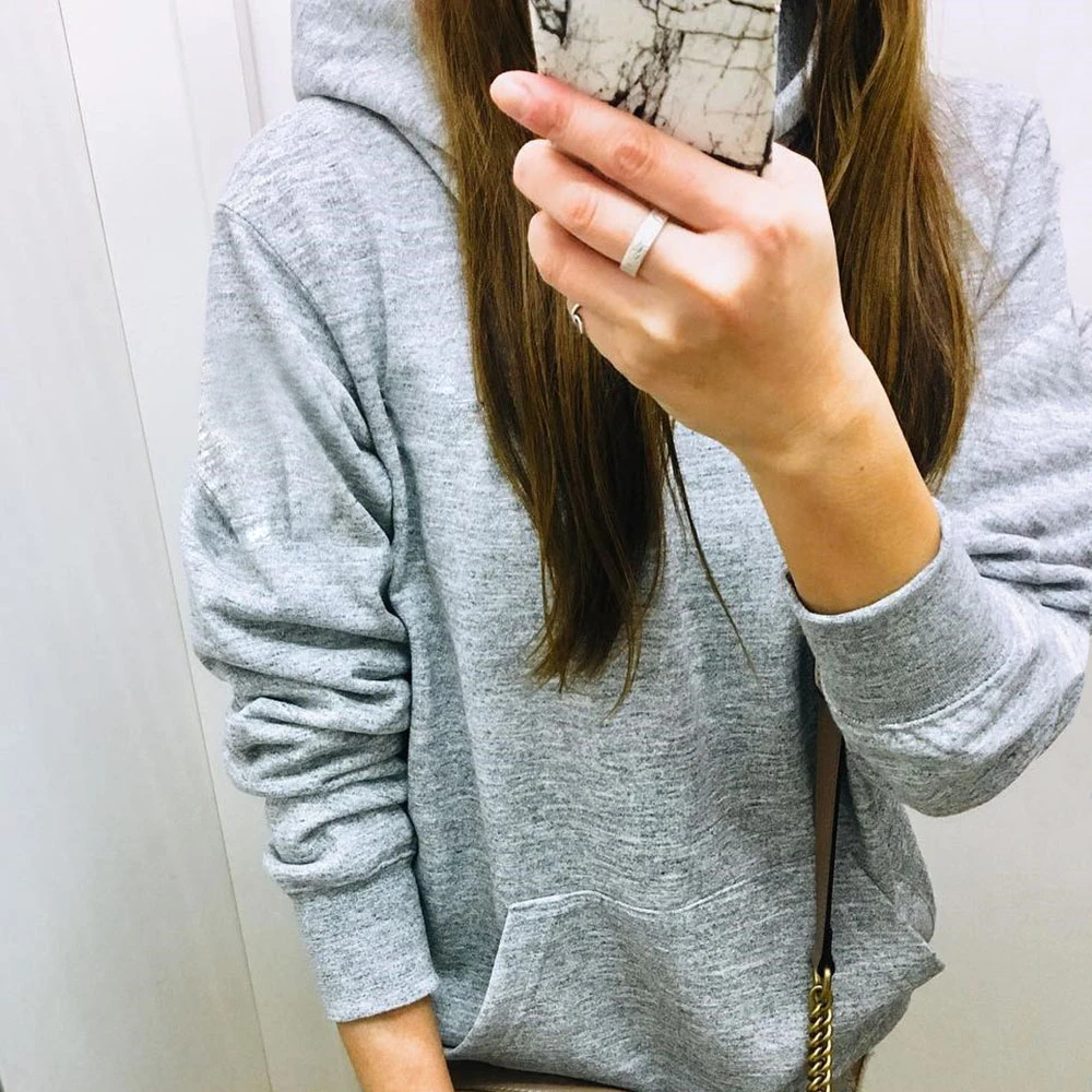 

Hoodie Grey Women Tops Ins 2020 Autumn Fashion Casual Long Sleeve Swestershirt Pockets Pullovers Hooded harajuku european