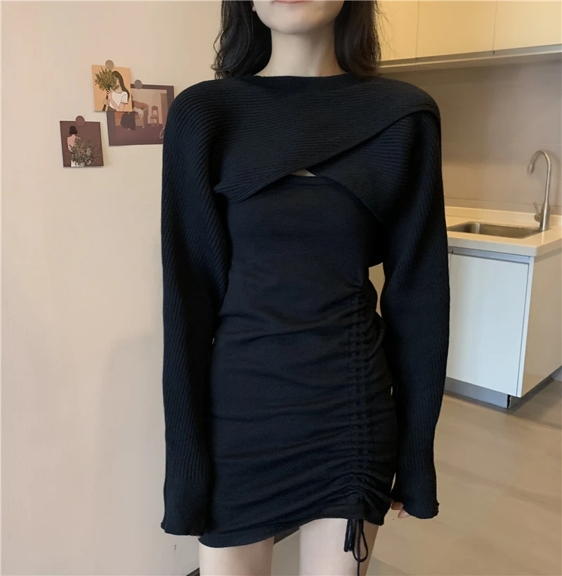 Woherb сексуальный комплект из двух предметов женская трикотажная накидка +