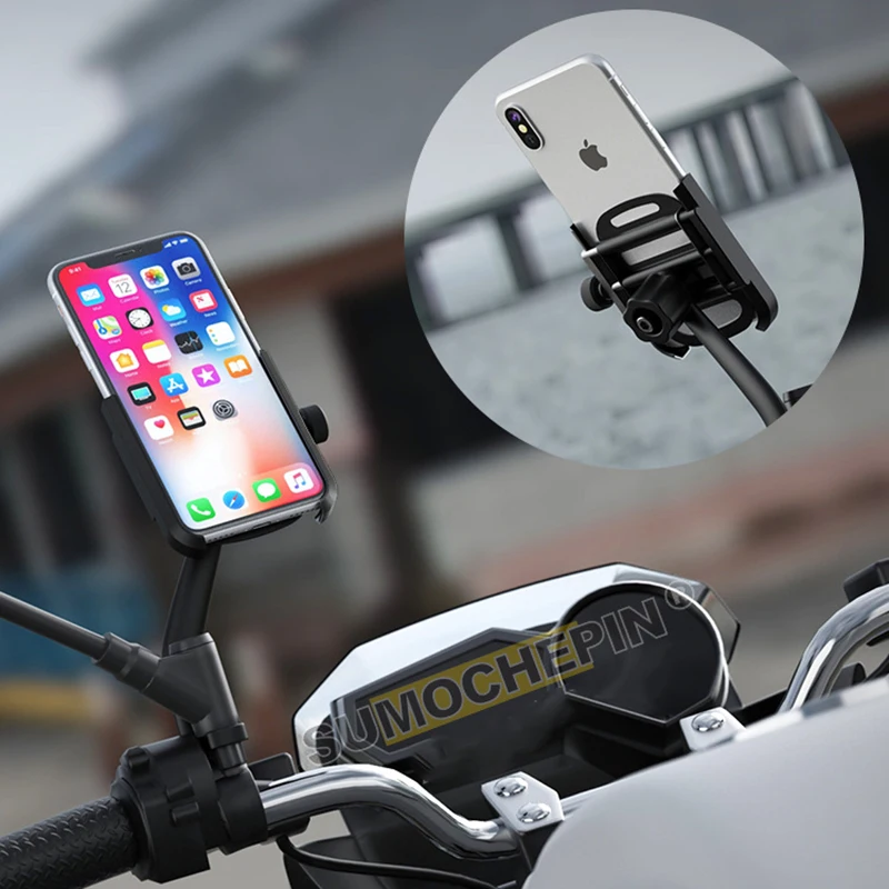 SMOYNG Aluminum Mountain Bike Motorcycle Phone Holder stand For Handlebar Mirror 4-6.7 inch Mobil phone Bicycle support Mount