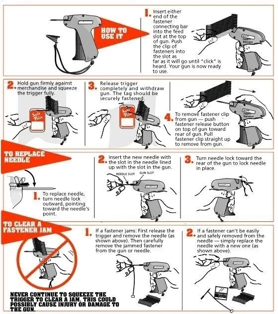 

Clothes Garment Price Label Tagging Tag Gun 3\1000 Barbs + 5 Needles New
