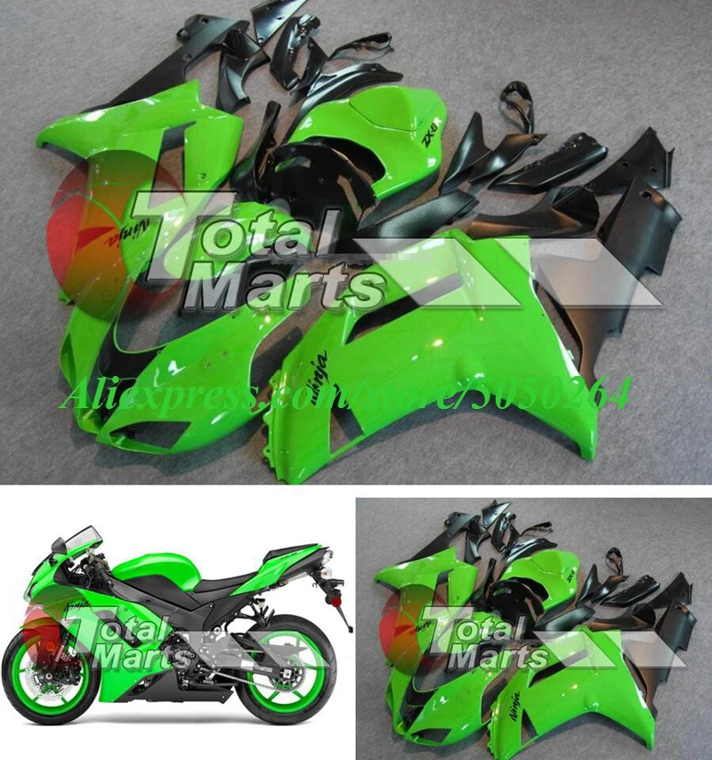

4Gifts New ABS bike Fairings Kit Fit for kawasaki Ninja ZX6R 636 2007 2008 07 08 6R ZX-6R Bodywork set green