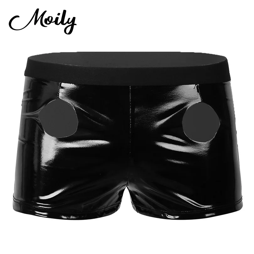 

Mens Sissy Panties Lingerie Underwear Wet Look Patent Leather Boxer Shorts Low Rise Slim Fit Tight Raves Panties Sexy Clubwear