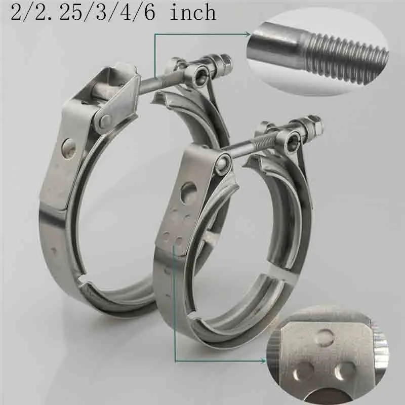 

V band Clamp Universal Stainless steel 2/2.25/3/4/6 inch exhaust downpipe V band clamp clip High Quality