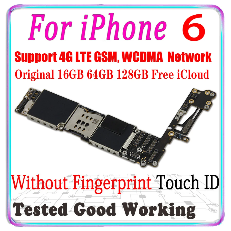 Бесплатный iCloud для iPhone 6 4 7 &quotматеринская плата с Touch ID материнская черная белая