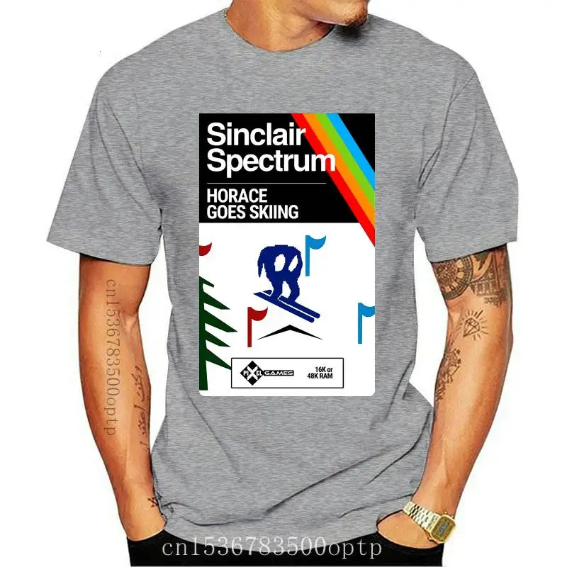 

Horace Goes Skiing Mens T Shirt Box Art 8 Bit Officially Licensed Spectrum 48k