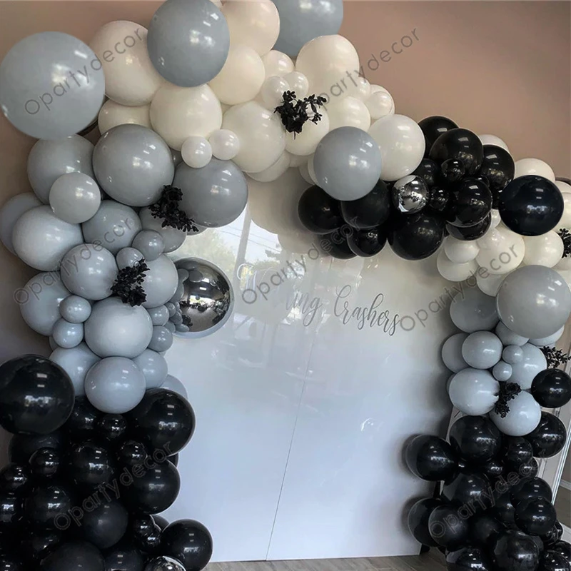 Украшение для дня рождения черная Гирлянда воздушных шаров арка хромированные