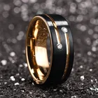 Мужское обручальное кольцо I  FDLK, обручальное кольцо из черного карбида вольфрама 8 мм с золотым покрытием и кристаллами, 2021