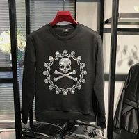 oversized winter hoodie mens warm outdoor loose youth custom hot drill skull new pullover