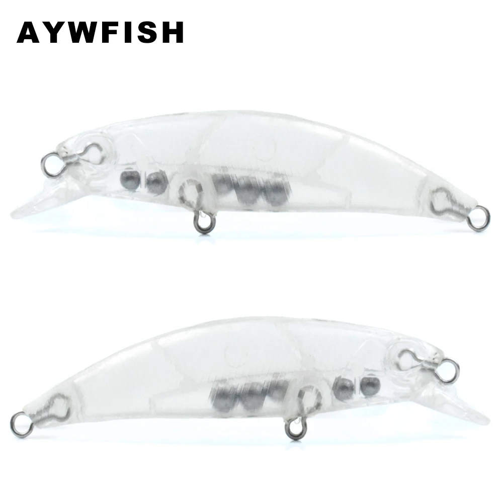 

AYWFISH 50PCS A Lot Unpainted Minnow 70mm 3.2g Artificial Bait Clear Lure Body Sinking Wobbler Free Customized Jerkbait Blanks