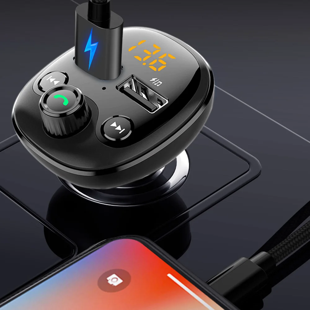 Беспроводной автомобильный FM передатчик BT21 с двойным USB 5 0 А и функцией быстрой