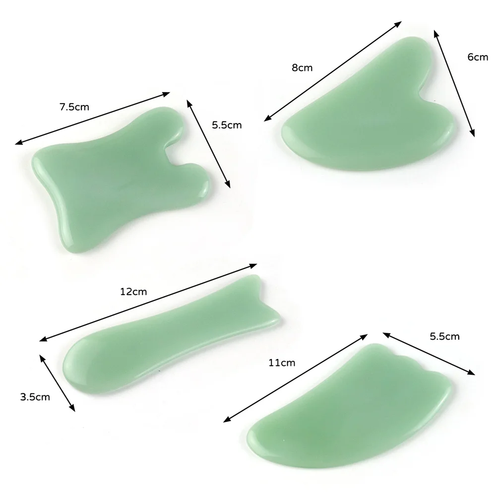 

4 Pcs Gua Sha Massage Tool Green Buffalo Horn Guasha Facial Body Scraping Board
