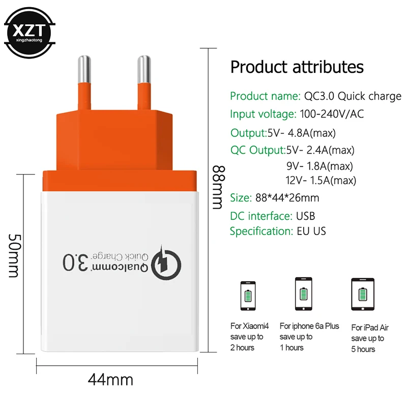 Зарядное устройство USB Quick Charge 3 0 для iPhone XS 8 7 iPad быстрое настенное зарядное samsung S9