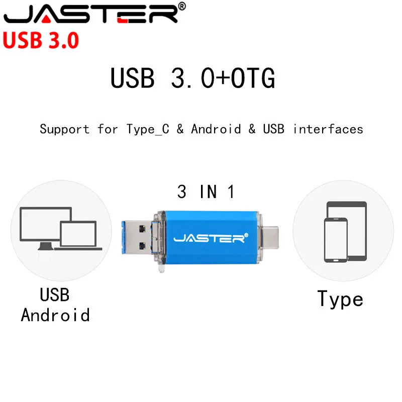 JASTER USB 3.0 Type C OTG Flash Drive Usb Pendrive for Type-C Mobile/PC 64GB 32GB 16GB High Speed Micro Stick | Компьютеры и офис