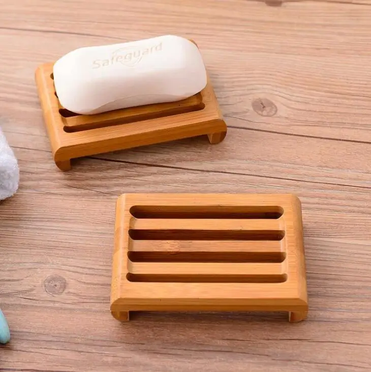 

Natural Bamboo Soap Dishes Tray Holder Bathroom Soap Rack Plate Box Container LX1191