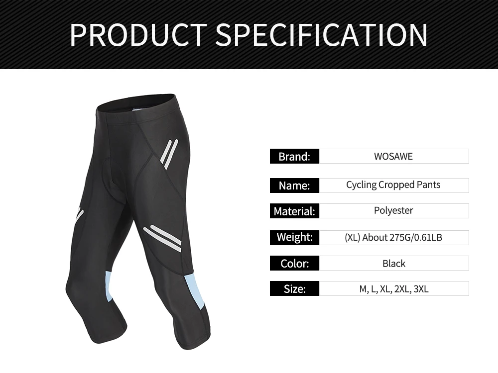 WOSAWE светоотражающие мужские велосипедные укороченные штаны длиной до середины