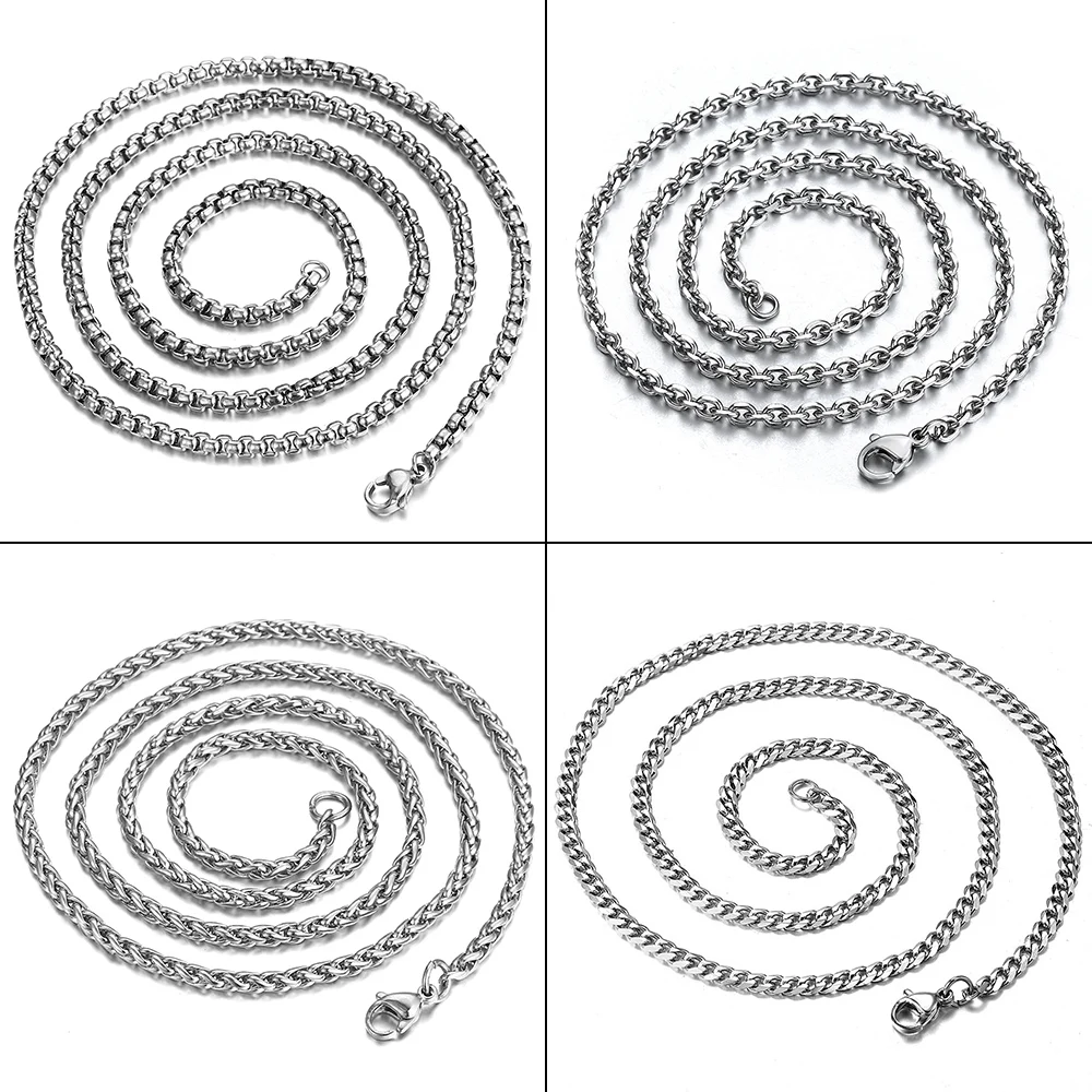Ожерелье 3 мм из нержавеющей стали для мужчин и женщин панцирная цепь кубинской