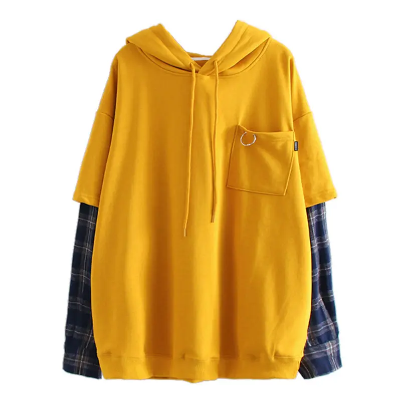 

Deeptown Korean Style Sweatshirt Women Autumn Fashion Loose Women Hoodies Women Cotton Long Sleeve Top Streetwear Splicing Hoody