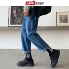 LAPPSTER мужские корейские модные синие джинсы 2020 шаровары Мужская Японская уличная одежда хип-хоп джинсовые мужские свободные широкие брюки