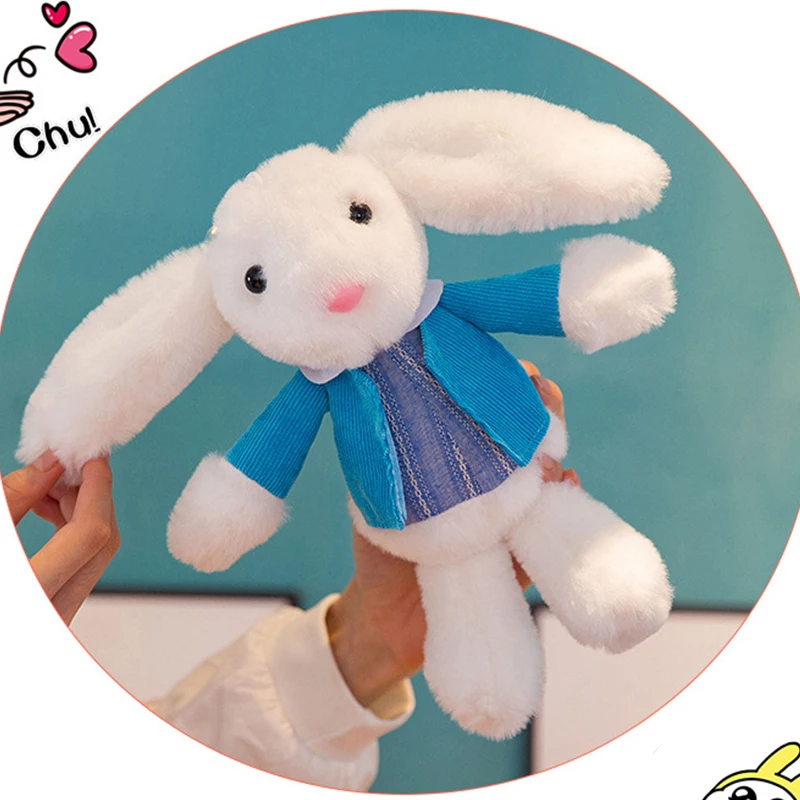 

26cm Cute Long Ear Rabbit Plush Doll White Soft Toys with Dress Gift For Children Rabbit Sleeping Mate Stuffed Plush Animal Toys