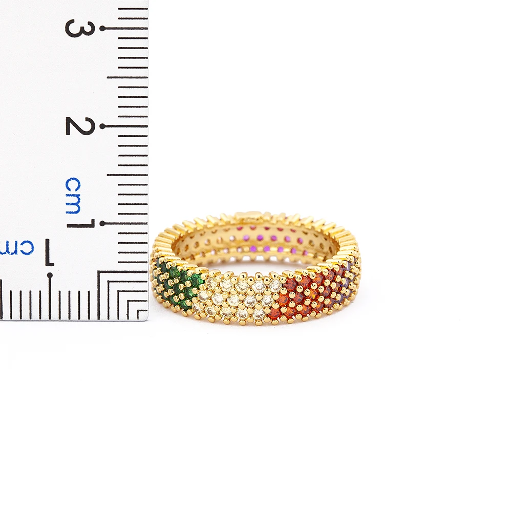 Лидер продаж Роскошные медные циркониевые Радуга кольца с настоящими