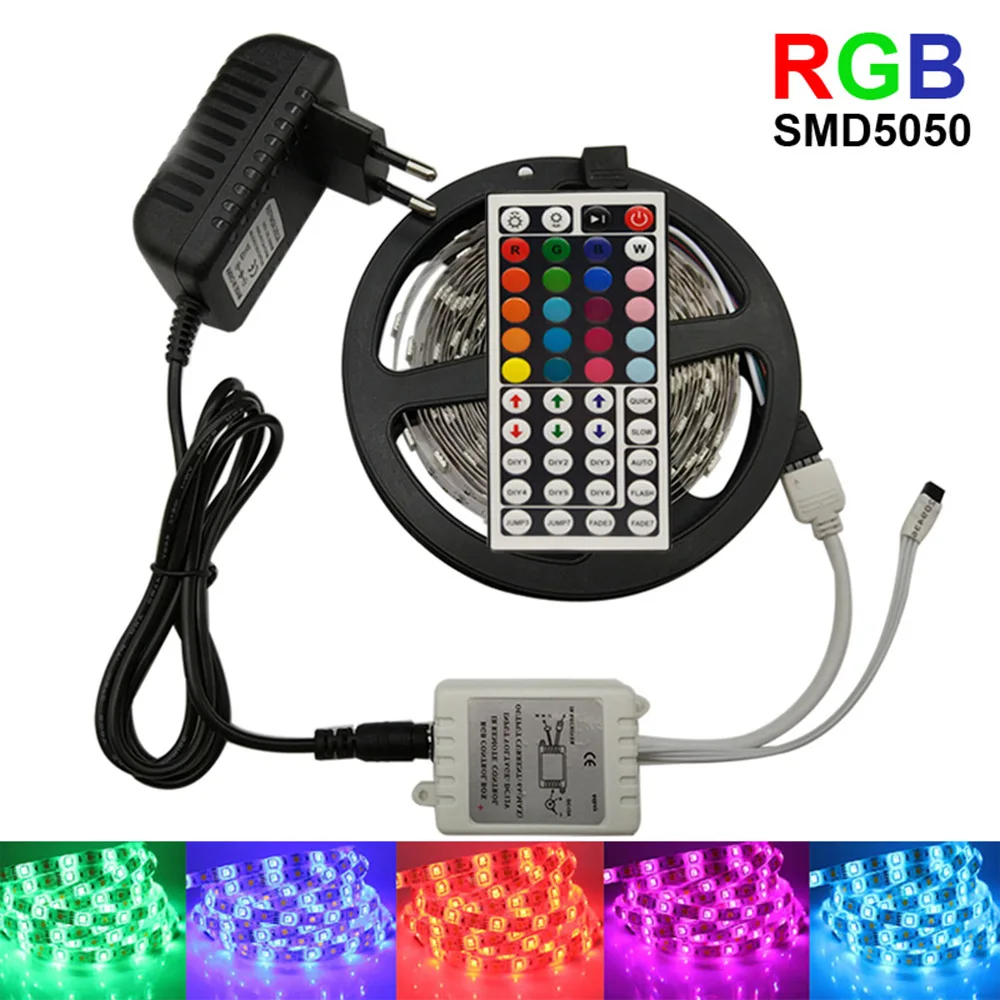 

Светодиодная лента с пультом дистанционного управления, водонепроницаемая RGB-лента с 44 клавишами, для праздника вечерние, 5 м, IP65