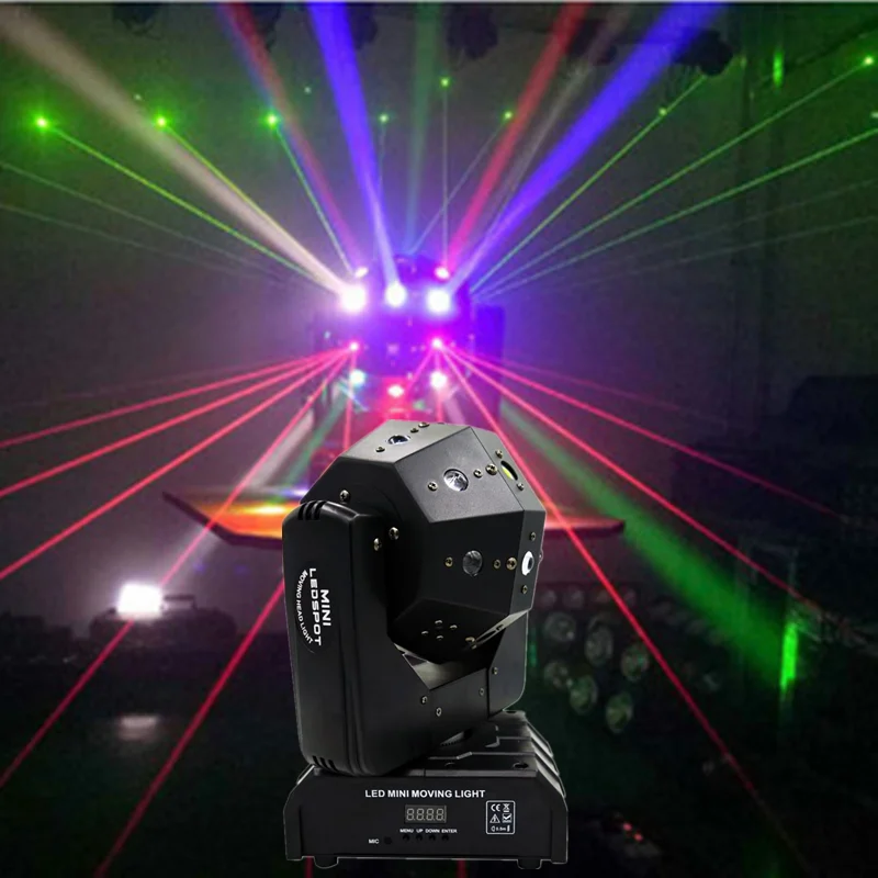 

Dj лазерный диско мигающий светодиод 3 в 1 Moving головной светильник неограниченное количество поворот хороший эффект Применение для вечерние ...