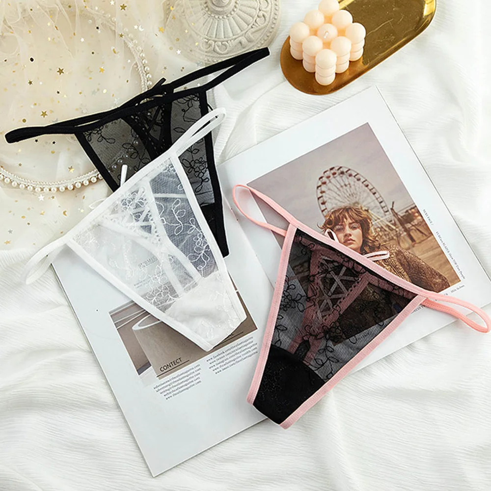 

Traceless Lady Panties Lace Sexy T-Back G-String Thongs women's Underwear Linger Transparent Low Waisted T-Shirt Comfortable