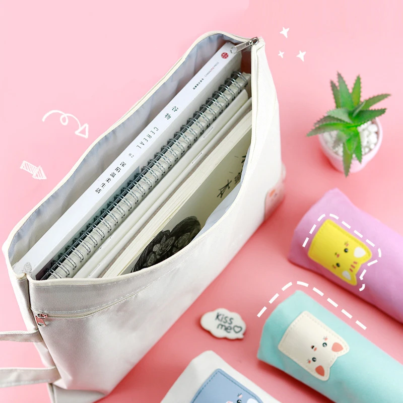 

Японские портативные школьные ранцы в Корейском стиле, сумки, канцелярские принадлежности, чехол для карандашей, горизонтальный с двумя мо...