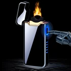Электрическая USB-зажигалка с принтом Супер пламя, мощная сенсорная плазменная Электронная зажигалка с большим огнем, ветрозащищенная металлическая зажигалка, подарочная коробка