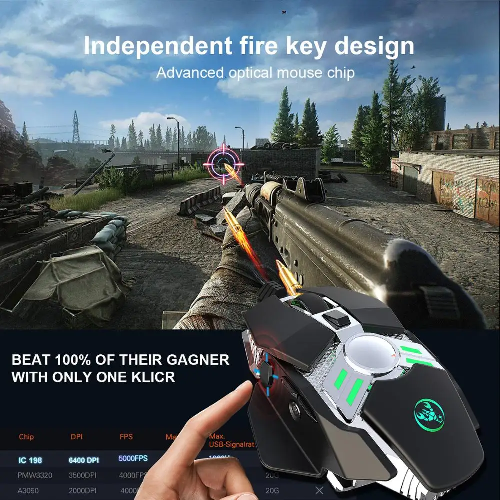 1.5m Wired Mouse For Playing PUBG Game 7-Button Programmable Adjustable 6 Gears 6400dpi Automatic Gun Pressing J200 | Компьютеры и