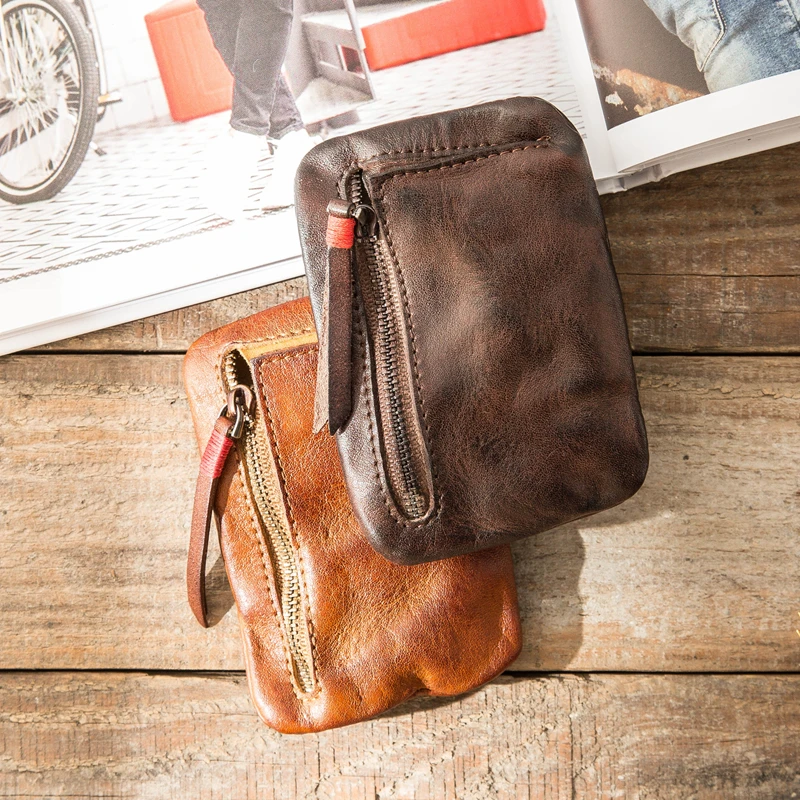 Кожаный кошелек для мелочи мужчин маленький бумажник водительских прав Женская