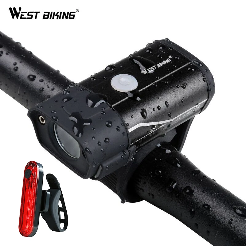 

WEST BIKING 350 Lumens Bicycle Front Light Waterproof Cycling Light USB Rechargeable Side Warning Flashlight 5 Modes Bike Light